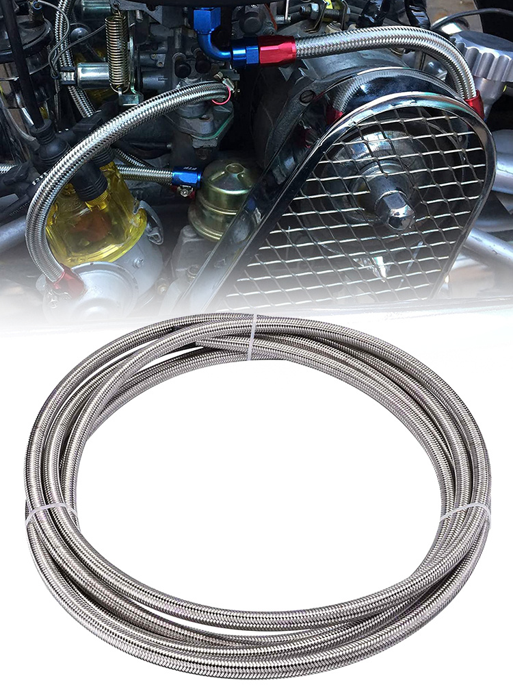 Andoer AN-6 AN6 Stainless Steel Braided Fuel Hose Oil Cooler Hose 2M 