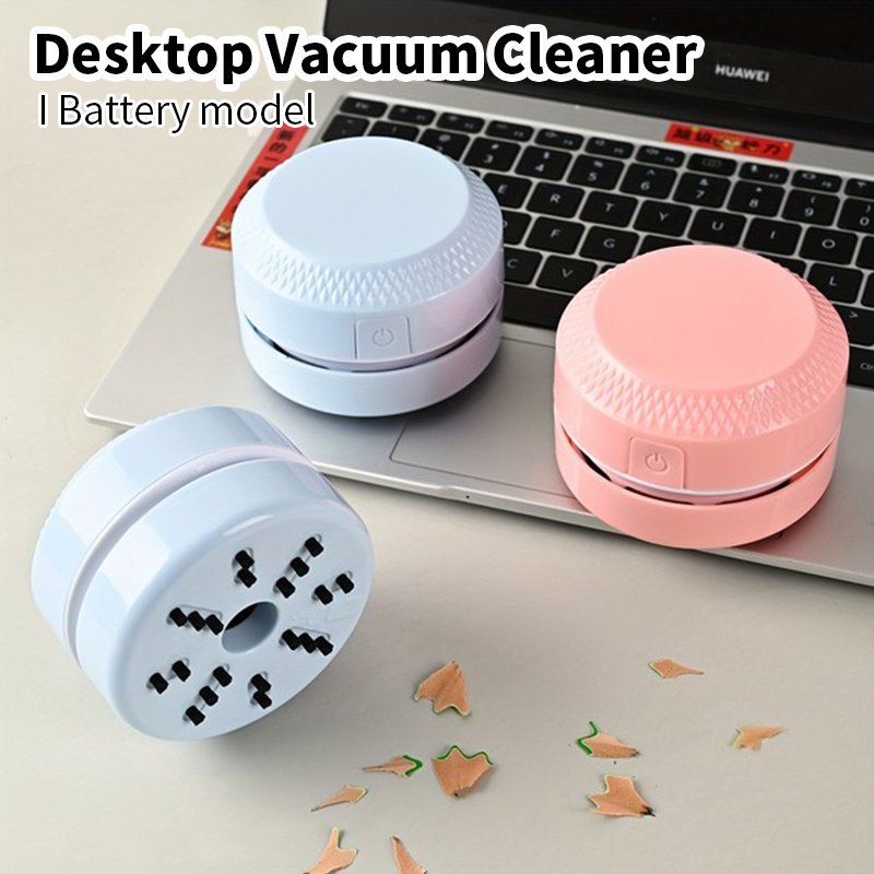 

1pc Mini Desktop Vacuum Cleaner, Powered Aa Batteries (not Including), Keyboard Cleaner Crumbs Confetti Dust Hair For Home School Office 2 Colors