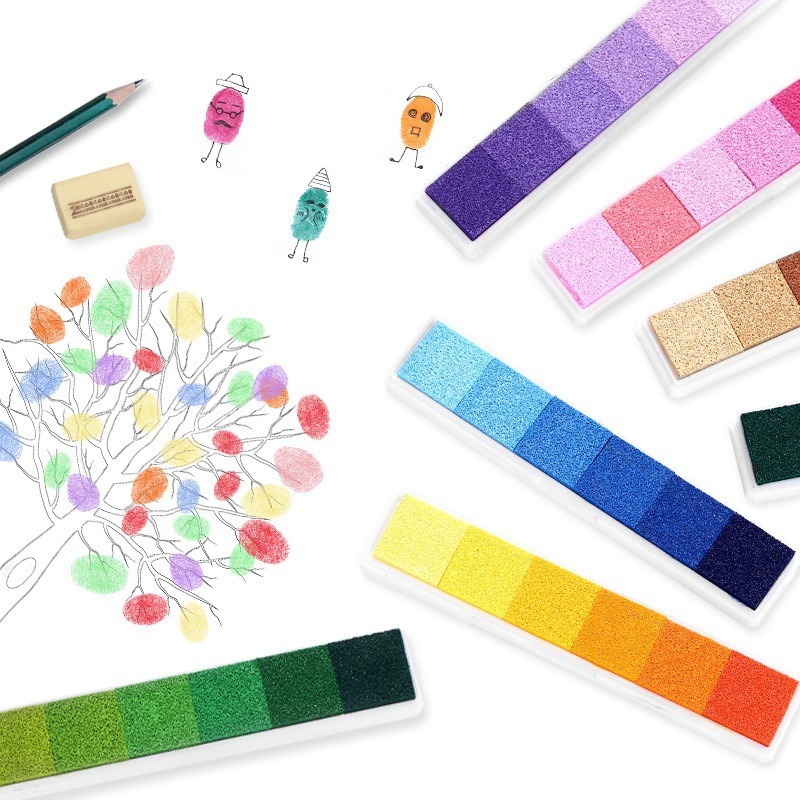 6 Colors Candy Color Strip Gradient Color Ink Pad Finger 