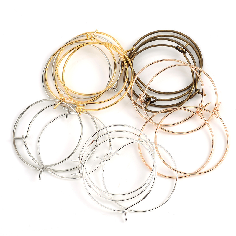 50pcs 18k Gold Plated Earring Hoops, 15/20/25/30/35/40/45/50mm Circle  Earrings, Round Earring Hoop ,earring Wires, Jewelry Making 