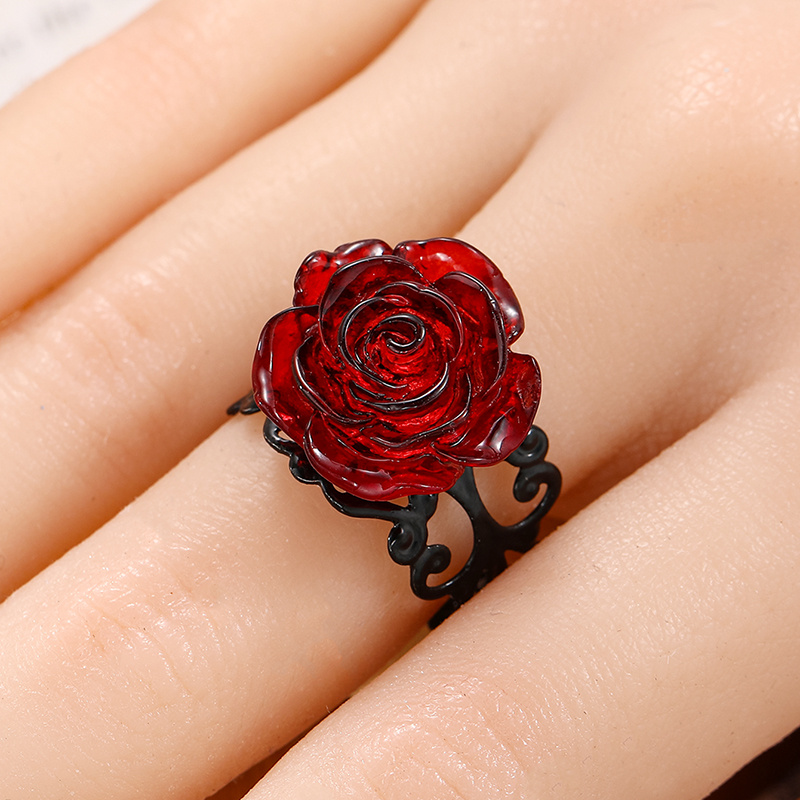 Deep red deals rose ring