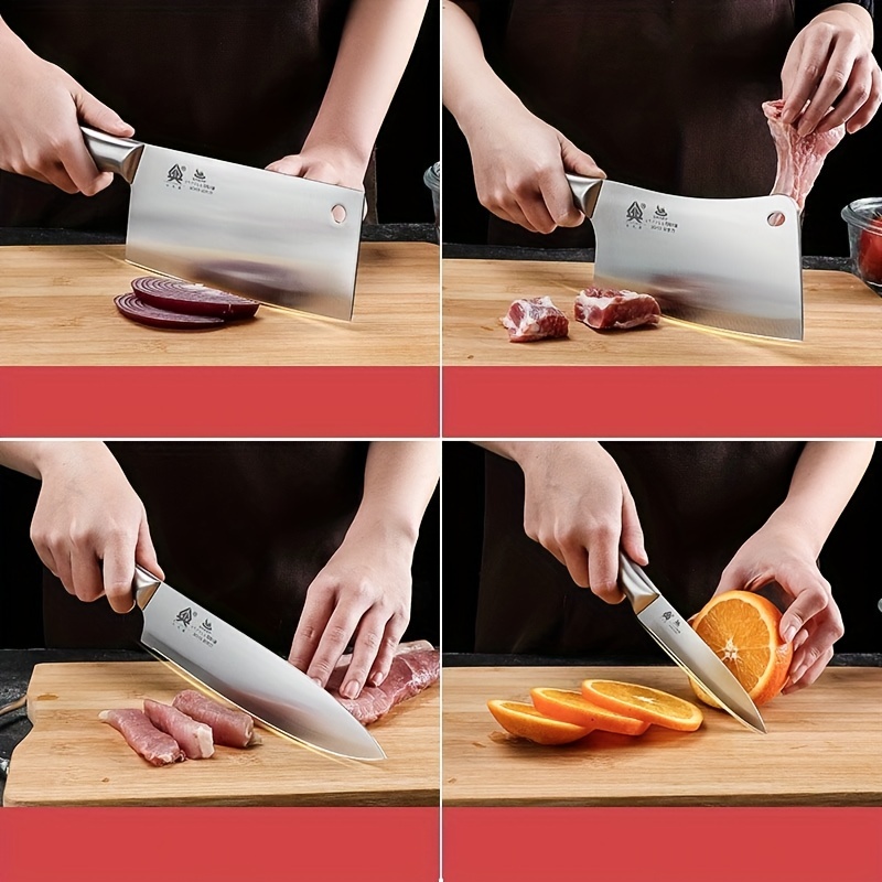 Knife Kitchen Kitchen Knife Serving Board Set Full Set Stainless Steel  Slicing Bone Cutter Fruit Kitchen Knife Combination Household R9195 For  Hotel/commercial - Temu