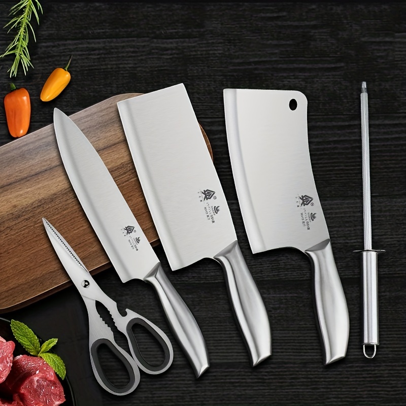 Knife Kitchen Kitchen Knife Serving Board Set Full Set Stainless Steel  Slicing Bone Cutter Fruit Kitchen Knife Combination Household R9195 For  Hotel/commercial - Temu