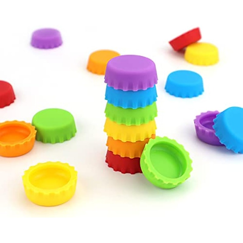 24 PCS Silicone Bottle Caps 6 Colors reusable beer cap food grade soda  bottles cover rubber