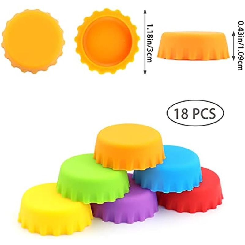 24 PCS Silicone Bottle Caps 6 Colors reusable beer cap food grade soda  bottles cover rubber