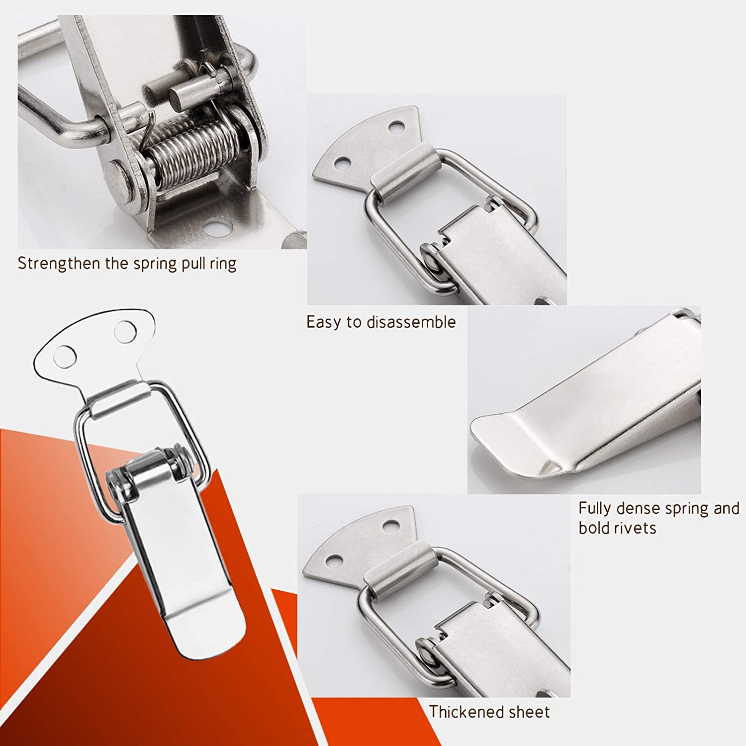8pcs Stainless Steel Clampbox Locking Toggle Latch Spring Loaded Catch  Clamp Clips Lock Latch Hasp For Case Box, Toolbox, Drawer, Cabinet, Chest  Cabin