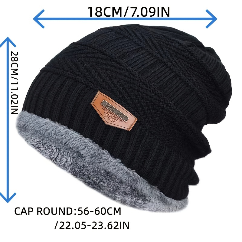 Unisex Winter Fleece Beanie Hat Thick Knitted Hat
