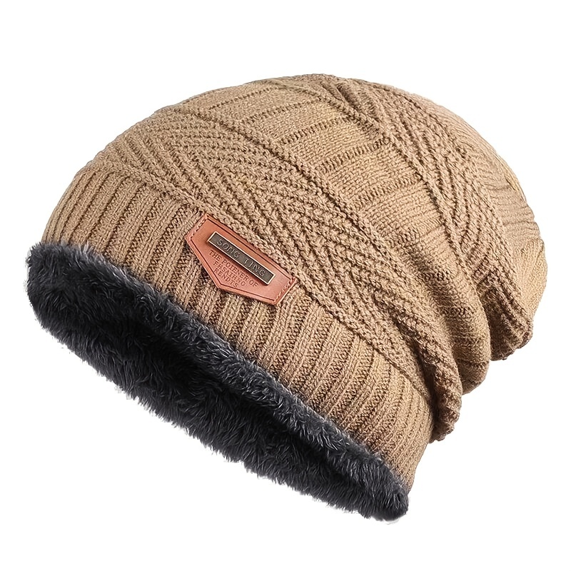 Unisex Winter Fleece Beanie Hat Thick Knitted Hat