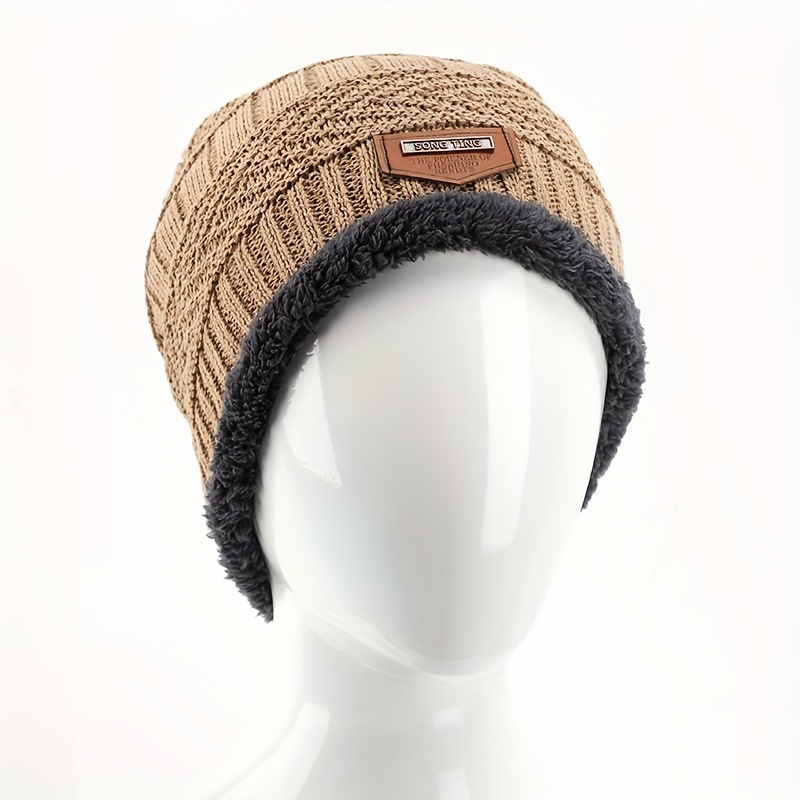 Unisex Winter Fleece Beanie Hat Thick Knitted Hat