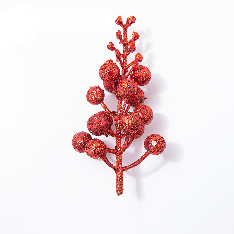 Red Glitter Holly Berry Pick