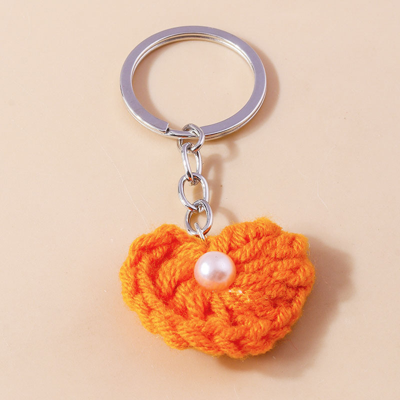 Handmade Knitted Flower Keychain Keyring For Women Girl