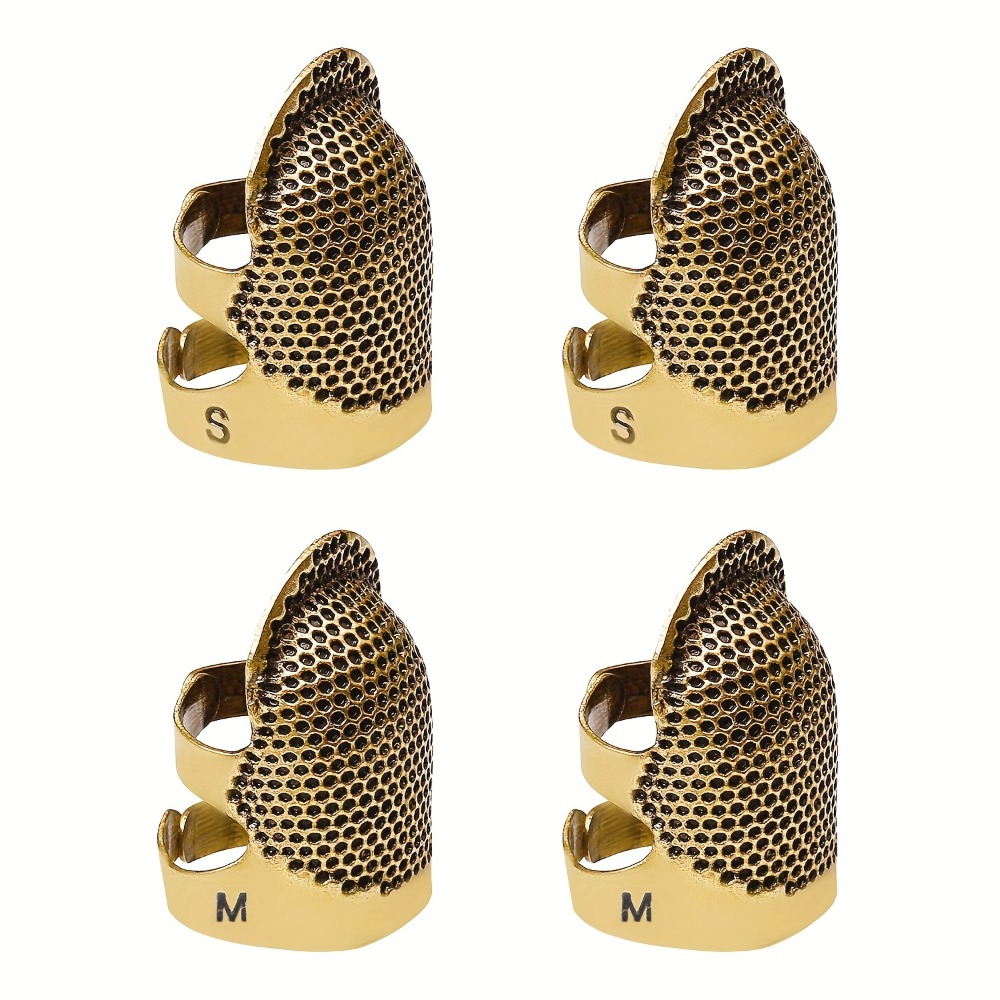 

4pcs Sewing Thimble Finger Protector, Adjustable Finger Metal Shield Protector, Sewing Quilting Accessories