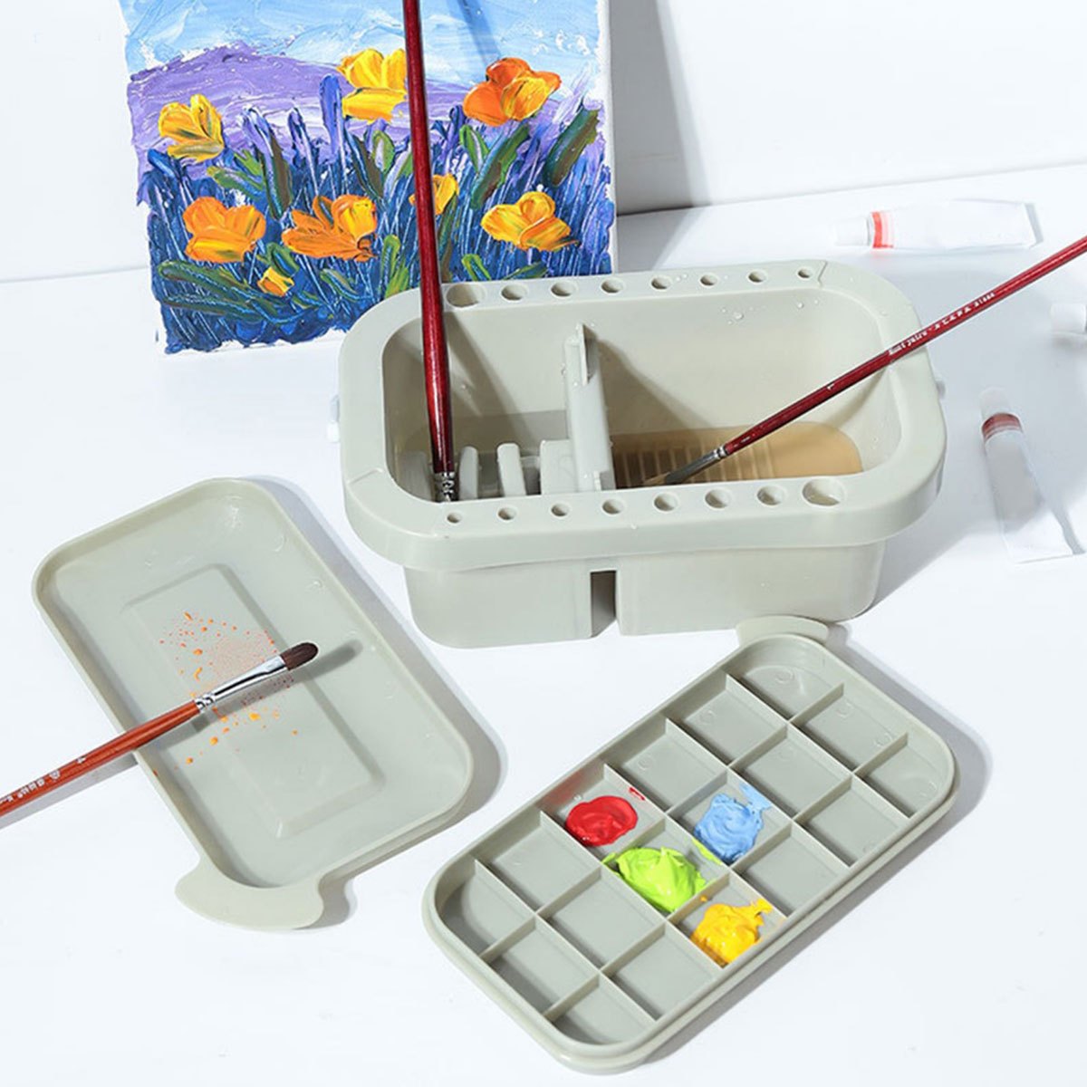Paint Palette, Portable Paint Pallet For Acrylic Painting, Airtight Paint  Palette With Lid And Strap, Collapsible Paint Brush Basin