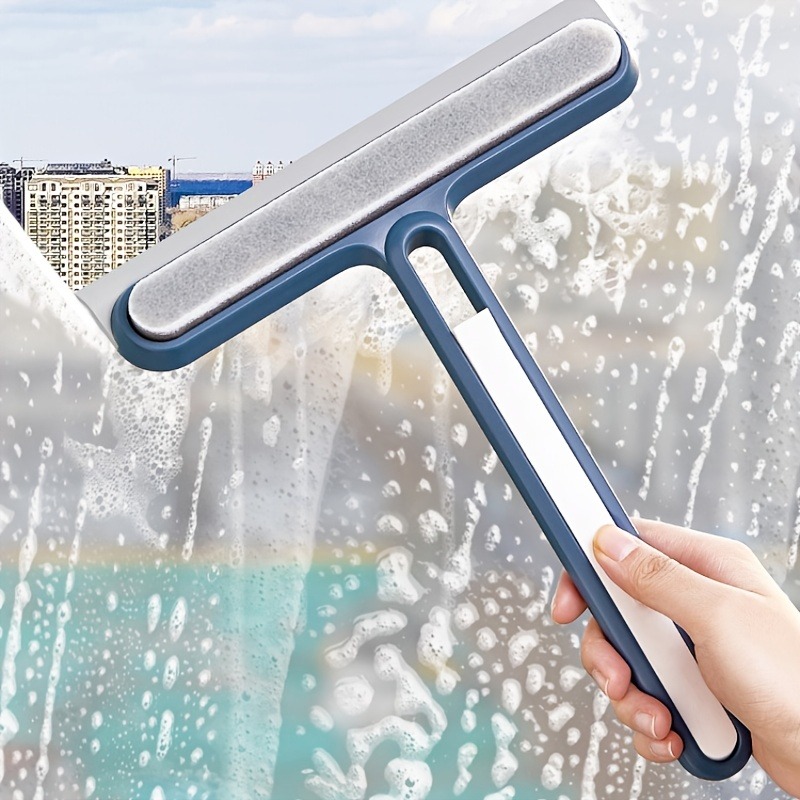 Window Squeegee 75 inch Water Spray Window Cleaner Anti-Scratch Window Washer Equipment with 4 Poles and 4 Scrubbing Clothes for Cleaning Mirror