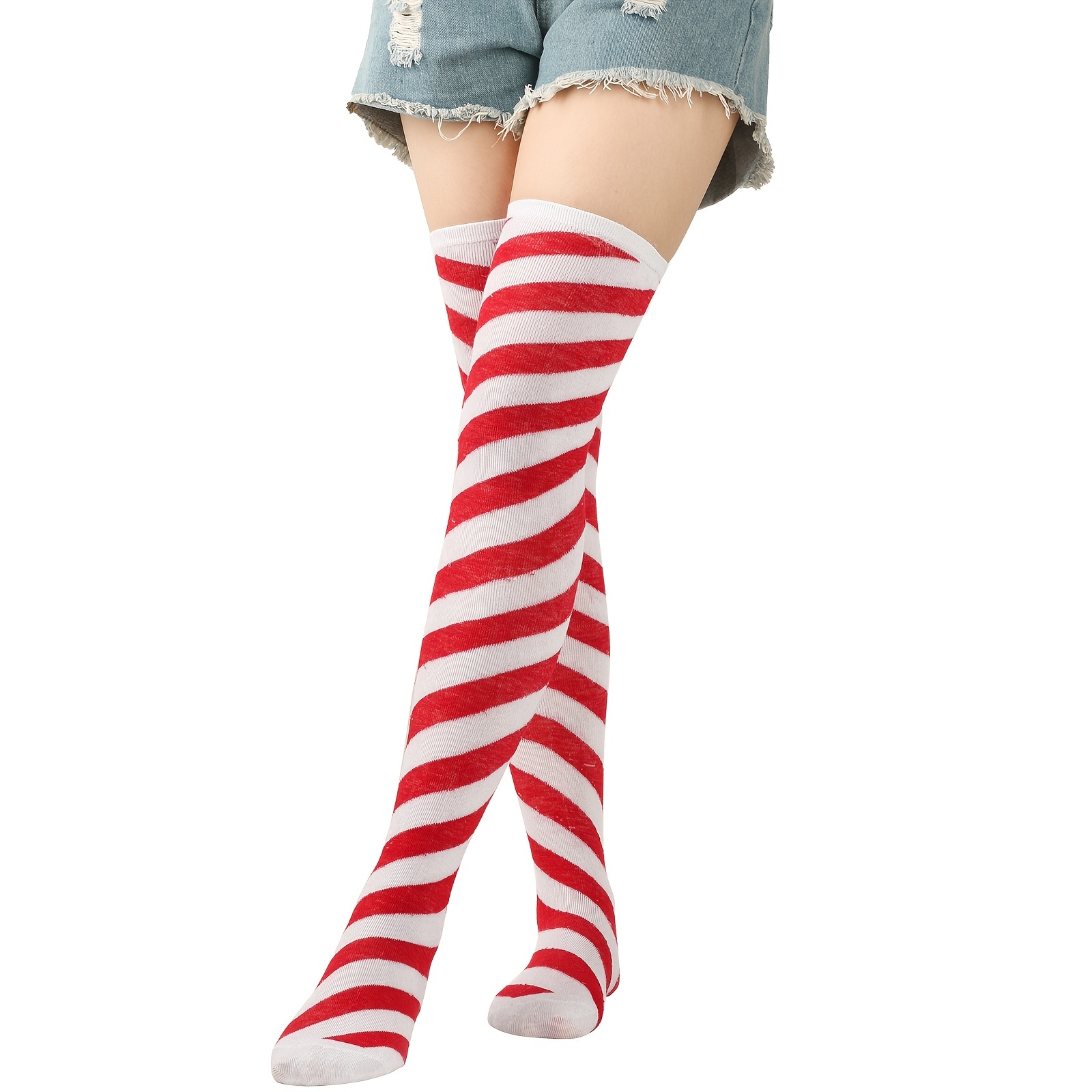 24 Pairs Thigh High Socks for Women Over the Knee Socks Long Thigh High  Stocking for Women Leg Warmer Daily Wear Cosplay, 2 Styles and 6 Colors