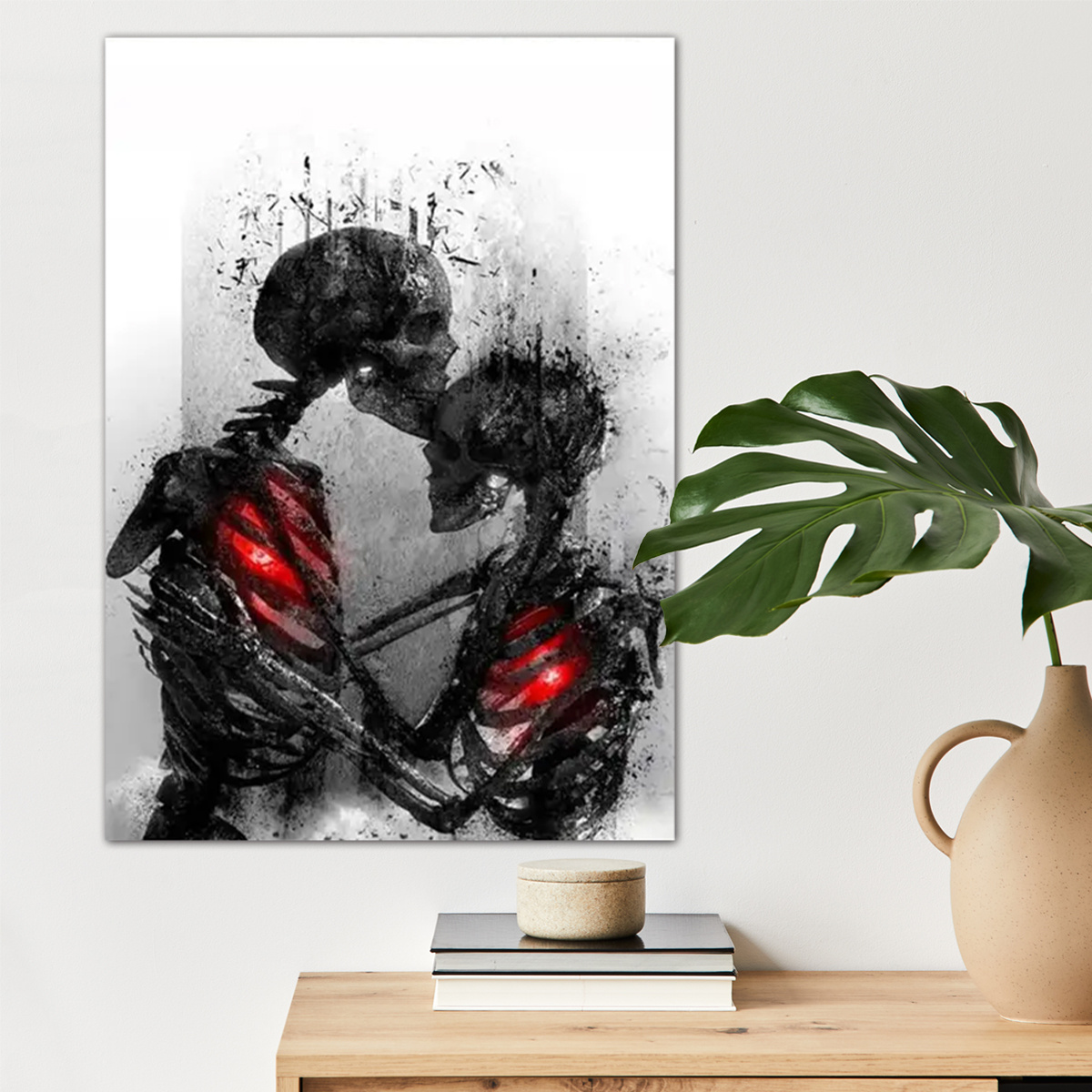 

1pc Hugging Couple Canvas Wall Art For Halloween And Home Decor, Love Poster Canvas Prints Wall Decor For Living Room Bedroom Kitchen Office Cafe Decor, Perfect Gift And Decoration