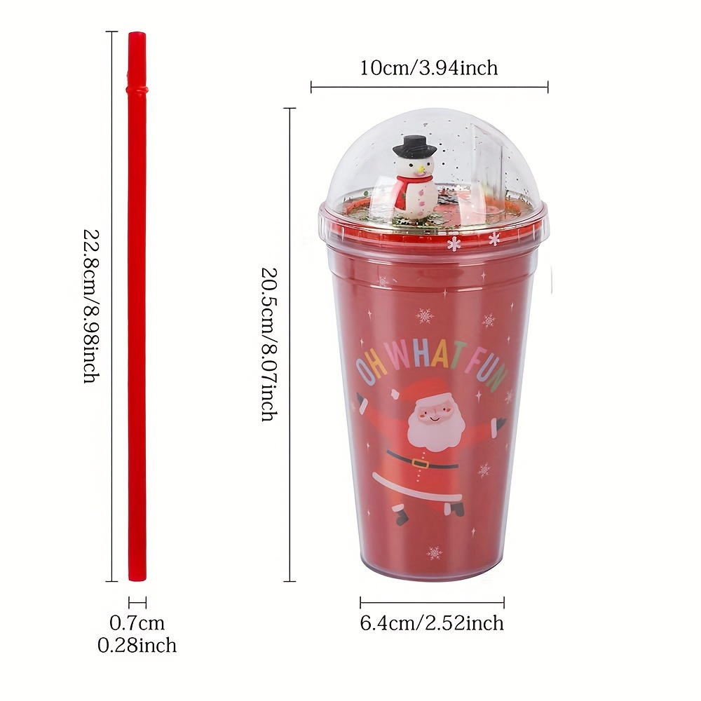 Christmas Tumbler With Lid And Straw Double Walled Plastic - Temu