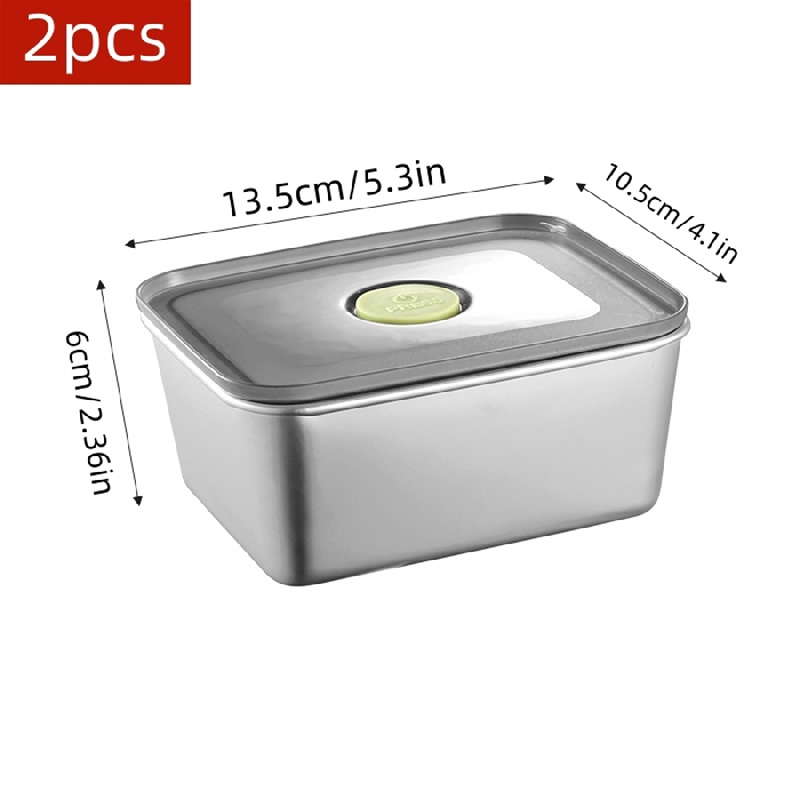 Sus304 Stainless Steel Sealed Fresh-keeping Box, Thickened Food Storage  Container With Lid For Camping, Picnic And Refrigerator