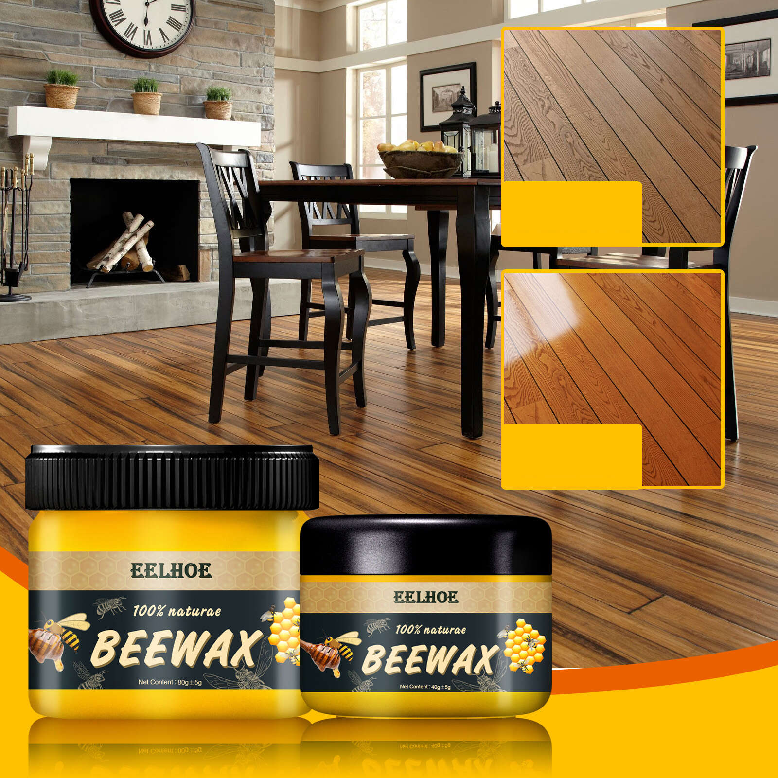 1pc Beewax Wood Floor Maintenance Wax, Furniture Polishing Care Protecting  Natural Color, Waterproof And Wear-Resistant Wax