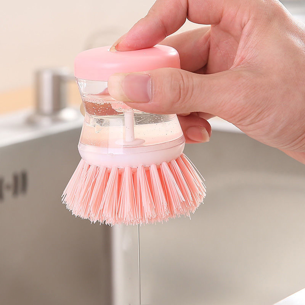 1pc Pink Cleaning Brush With Built-in Soap Dispenser, Multi
