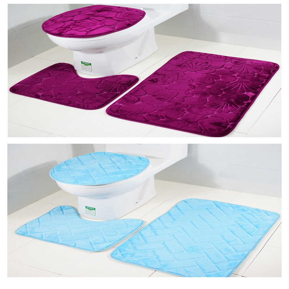 Bsmathom Juego de 4 alfombras de baño con tapa de inodoro, alfombras de  baño antideslizantes para baño, alfombras de baño de microfibra lanuda