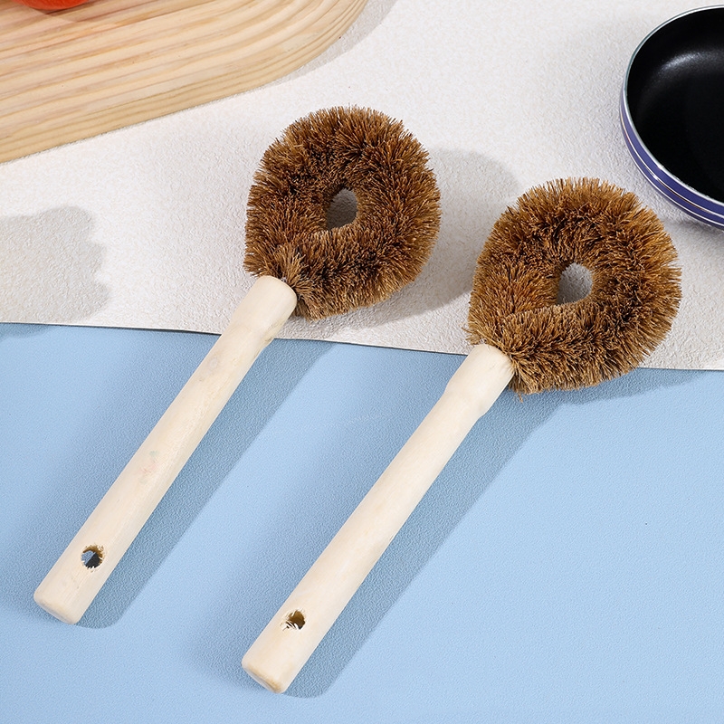 Eco-Friendly Cleaning Brush Nature Hemp Bristles Kitchen Round