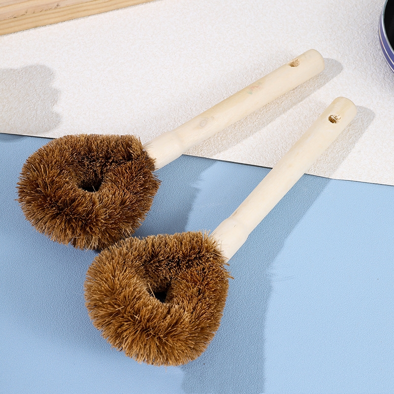 Natural Coconut Brown Pot Brush, Wooden Handle Non-stick Oil Washing Pot  Brush, Long Handle Descaling Decontamination Cleaning Artifact, Dishwashing  Brush - Temu