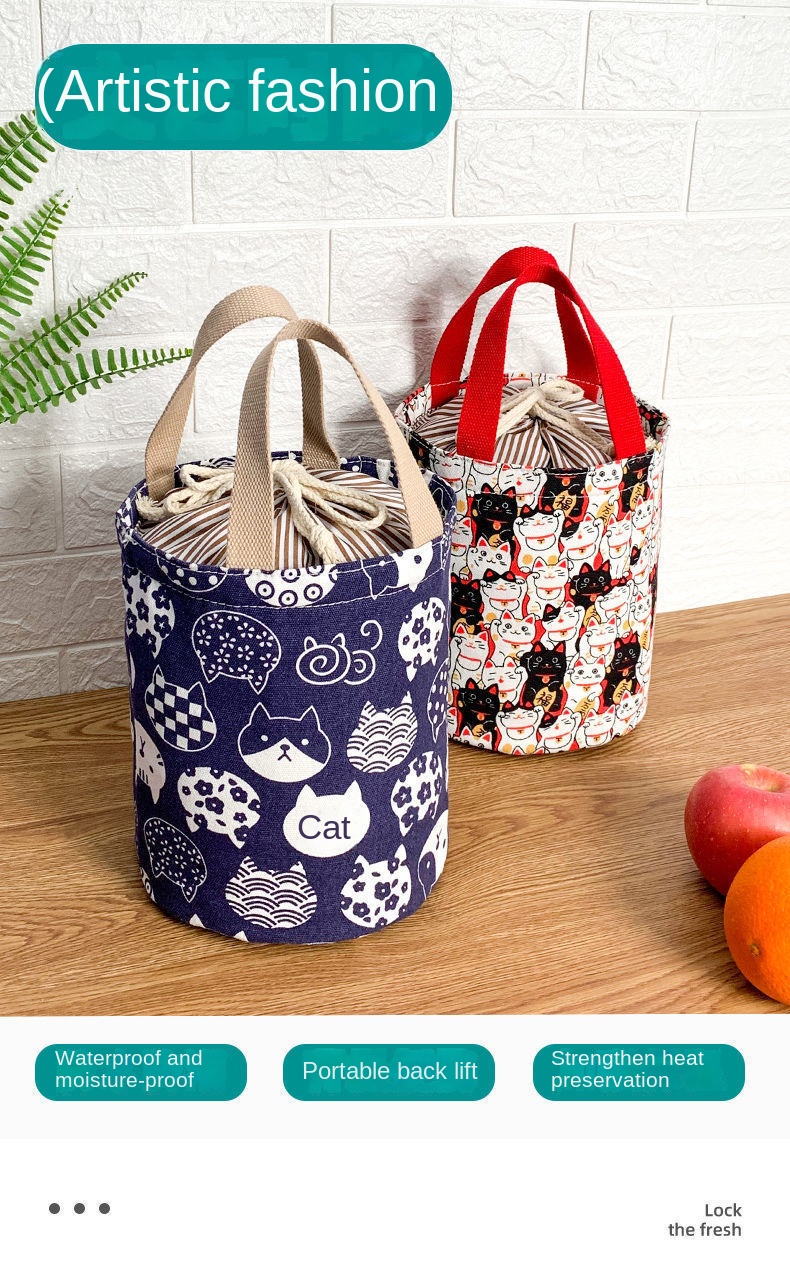 Portable Round Lunch Bag Heat Preservation Bucket Bag - Temu