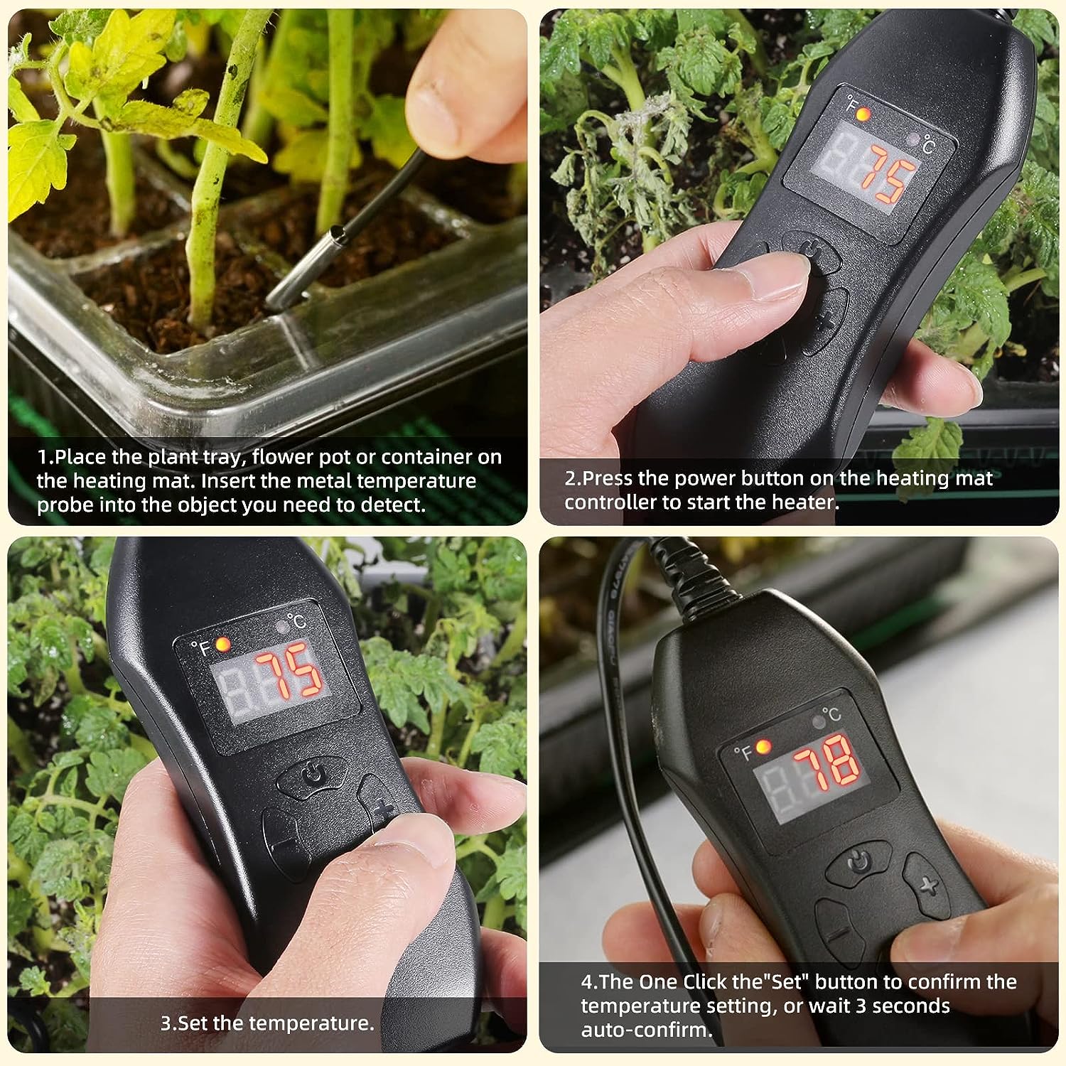 Tapis chauffant pour plantes avec contrôleur de thermostat - Réglable  étanche