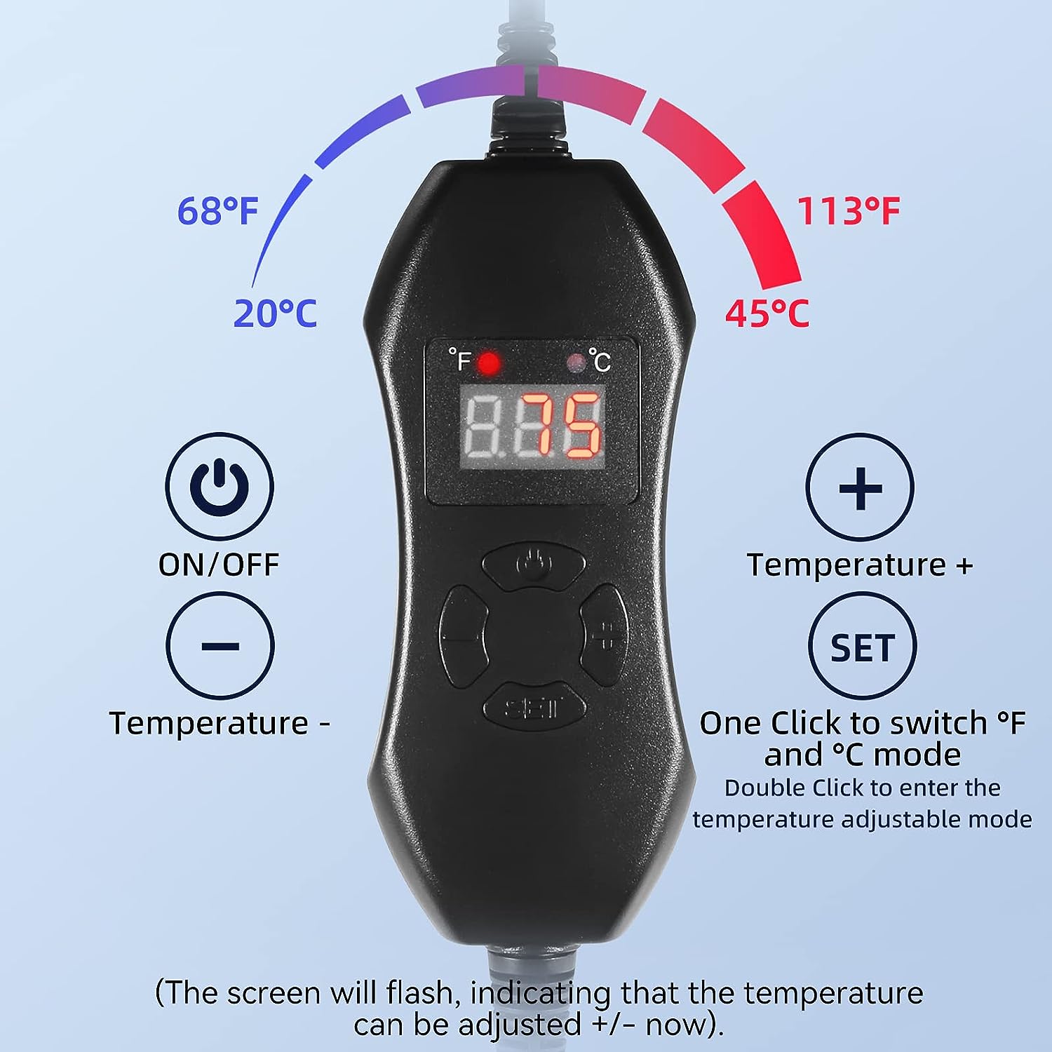 Seedling Heat Mat with Self-Adjusting Dual Digital Display Temperature Controller, 10x20.75 Waterproof Plant Heating Pad for Germination, Hydroponic