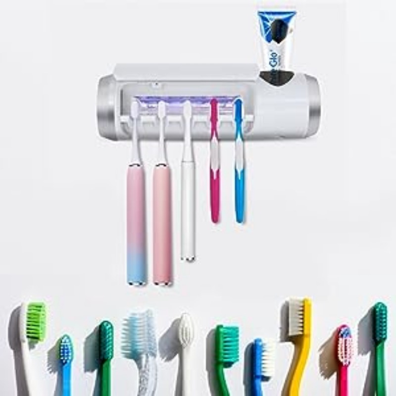 HouseGem - Desinfectante para cepillos de dientes UV, soporte desinfectante  para cepillos de dientes, funciones de esterilización y temporización
