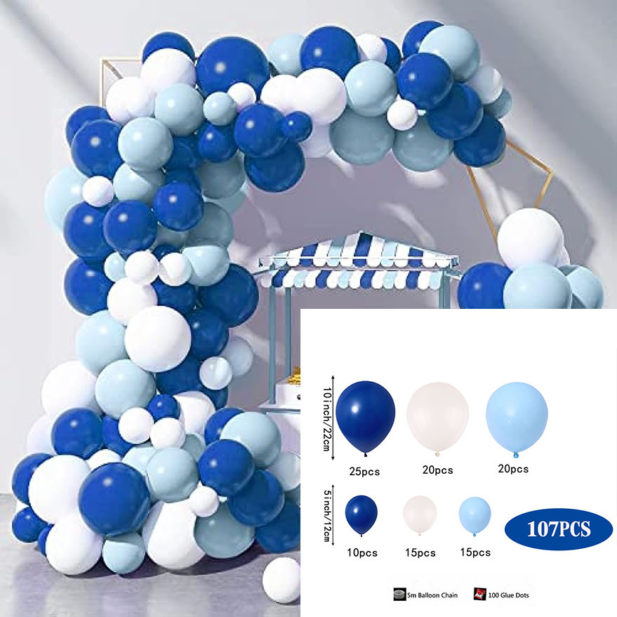 Blue White Silver Balloon Garland Arch Kit, 107Pcs Balloon Arch Kit, Blue  White Birthday Party Decorations, Party Birthday Balloons for Women Men