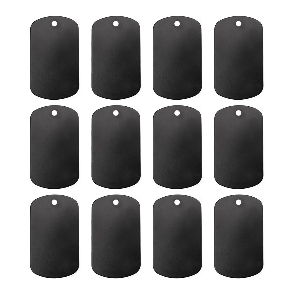 

30pcs Black Aluminum Pet Id Tags - Large Rectangle With Rounded Corners, 50x29x1mm, 3.5mm Hole - Ideal For Customizable Name & Contact , Dog Tags