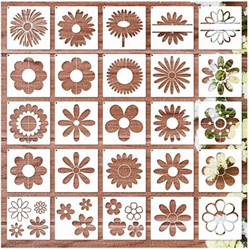 50pcs Botanical Flower Stencils For Crafts Small Wildflower Floral Paint  Stencil For Painting On Wood Card Making, Tiny Nature Vine Herb Essential  Art