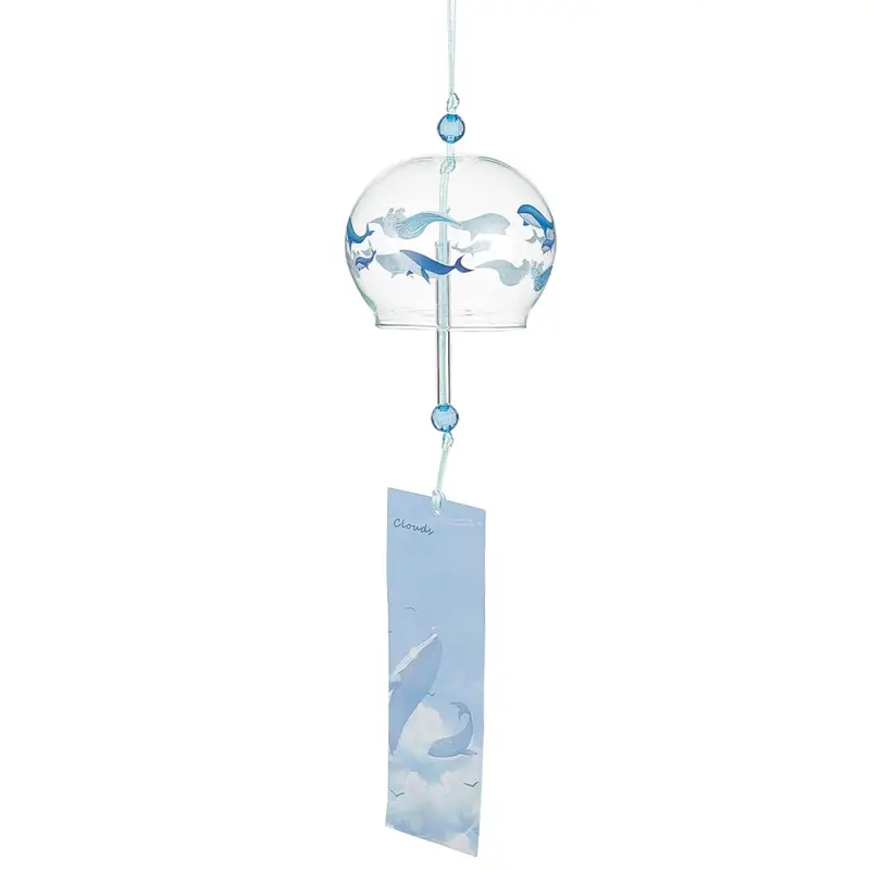Glass Wind Chime, With Polyester Cord & Paper, Round, Clear