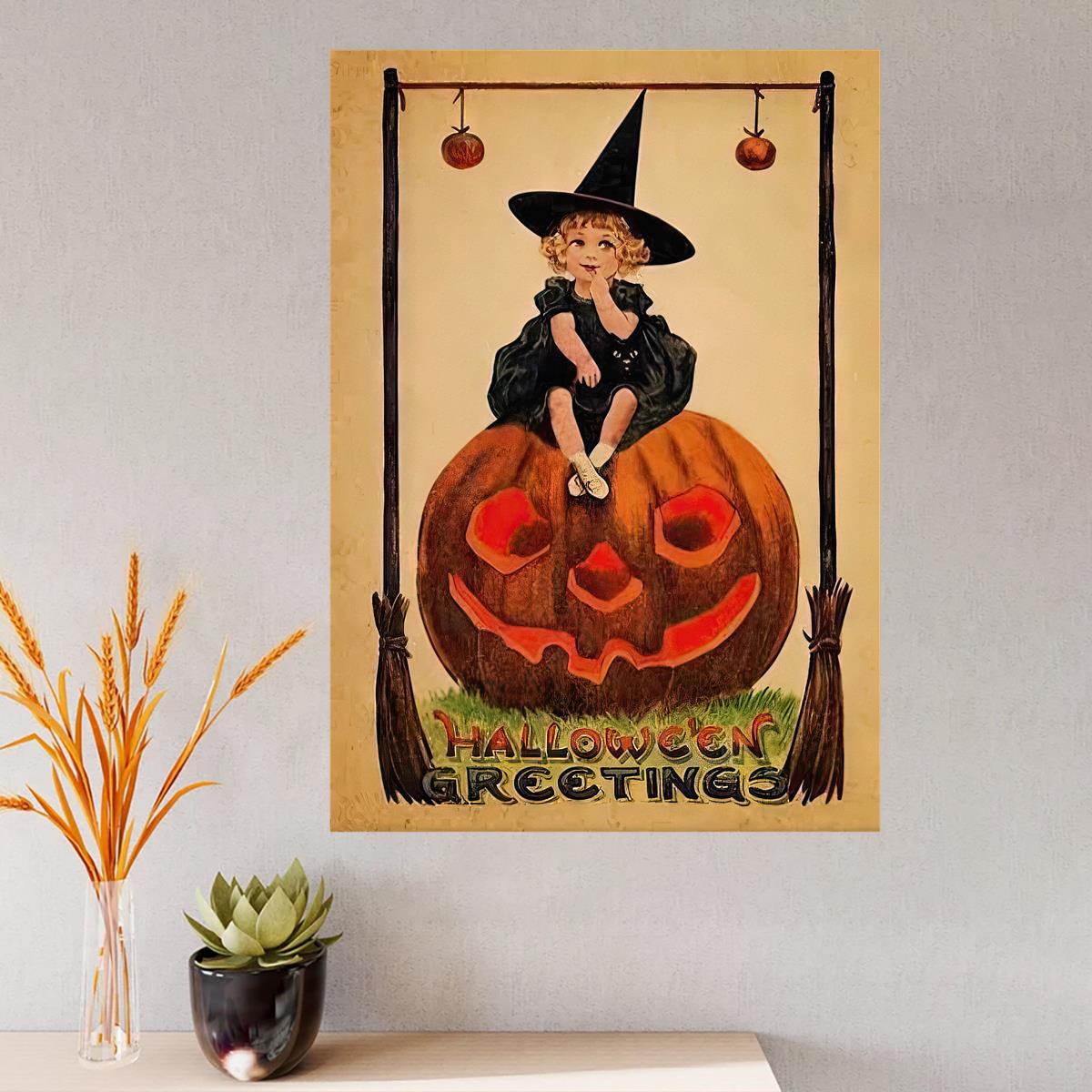 Bruxa vintage arte poster impressão bruxas antigas foto halloween decoração  da lona pintura wicca assustador casa