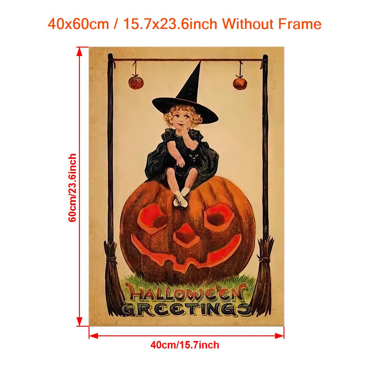 Bruxa do vintage arte imprimir antigo bruxas foto poster halloween  decoração da lona pintura da abóbora