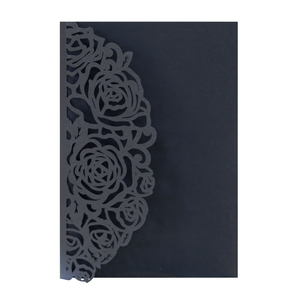 Buy Elegant Invitation Cards Laser Cut Navy Blue Pocket Wedding Invitations  with Envelopes Gold Foiled Insert Lace modern Floral DIY kit - Pre-Printed  Sample! Online at desertcartBolivia