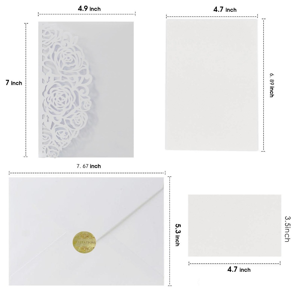 Buy Elegant Invitation Cards Laser Cut Navy Blue Pocket Wedding Invitations  with Envelopes Gold Foiled Insert Lace modern Floral DIY kit - Pre-Printed  Sample! Online at desertcartBolivia