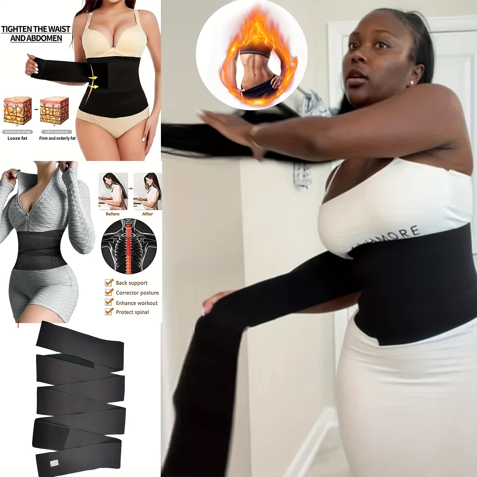 Wrap Waist Trainer, Waist Trainer for Women, Tummy Wrap Waist Trimmer Belt  Slimming Body Shaper, Adjustable Postpartum Recovery Belt for Women 3m