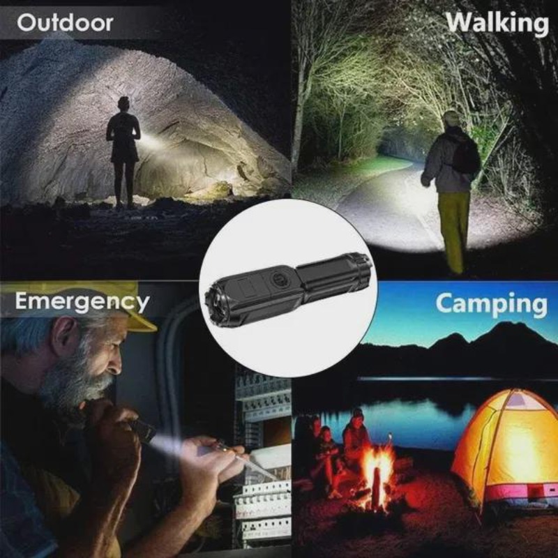 Portable Hand Crank Flashlight With 3 Led Lights For Camping