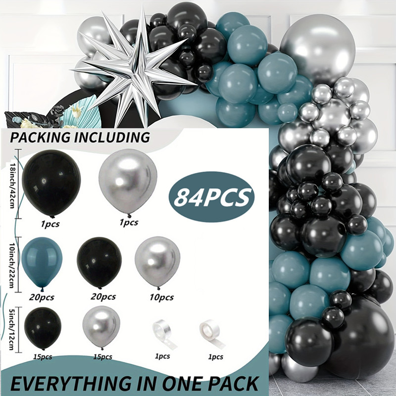 Silvery Black Blue Latex Balloon Arch Garland Aluminum Foil - Temu