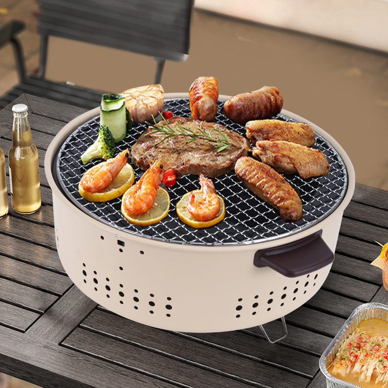 New Outdoor Smokeless Round Grill Small Stove Charcoal Grill Temu