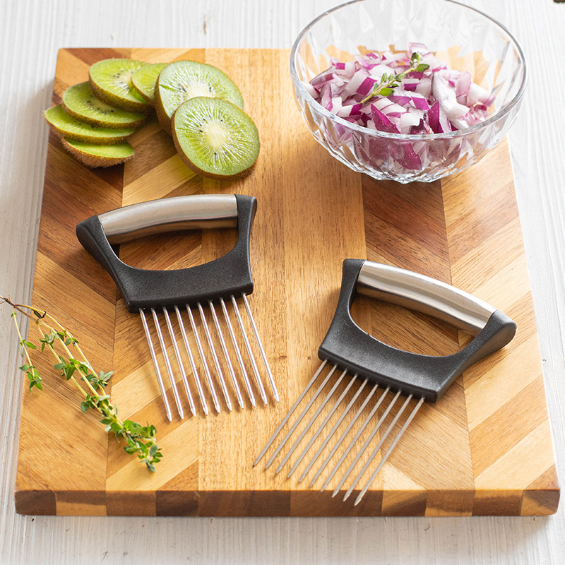 Stainless Steel Onion Holder Slicer Needle Fork Vegetable Fruit