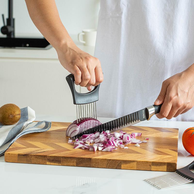 Stainless Steel Onion Holder Slicer Needle Fork Vegetable Fruit