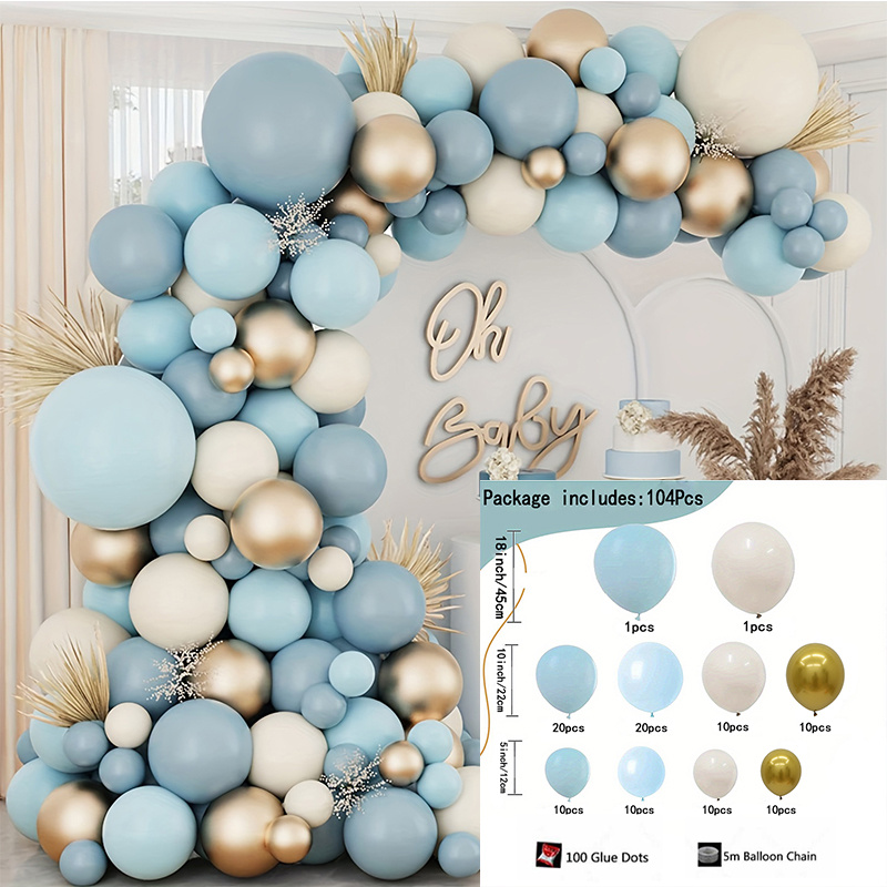 Baby Gender Reveal Party Decorations: 93pcs Blue and Pink Gender Reveal Party Supplies Including Balloons Arch Kit, Bbackdrop, Tablecloth, for Boy