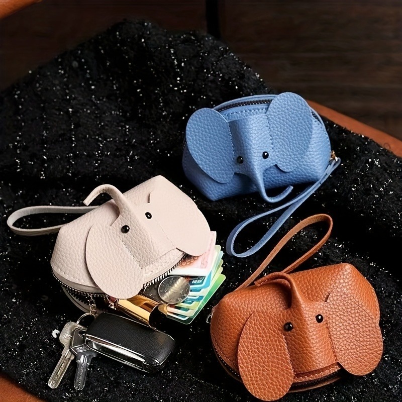 Mini Elephant Coin Purse For Women, Genuine Leather Storage Bag, Clutch  Wallet With Wristlet - Temu