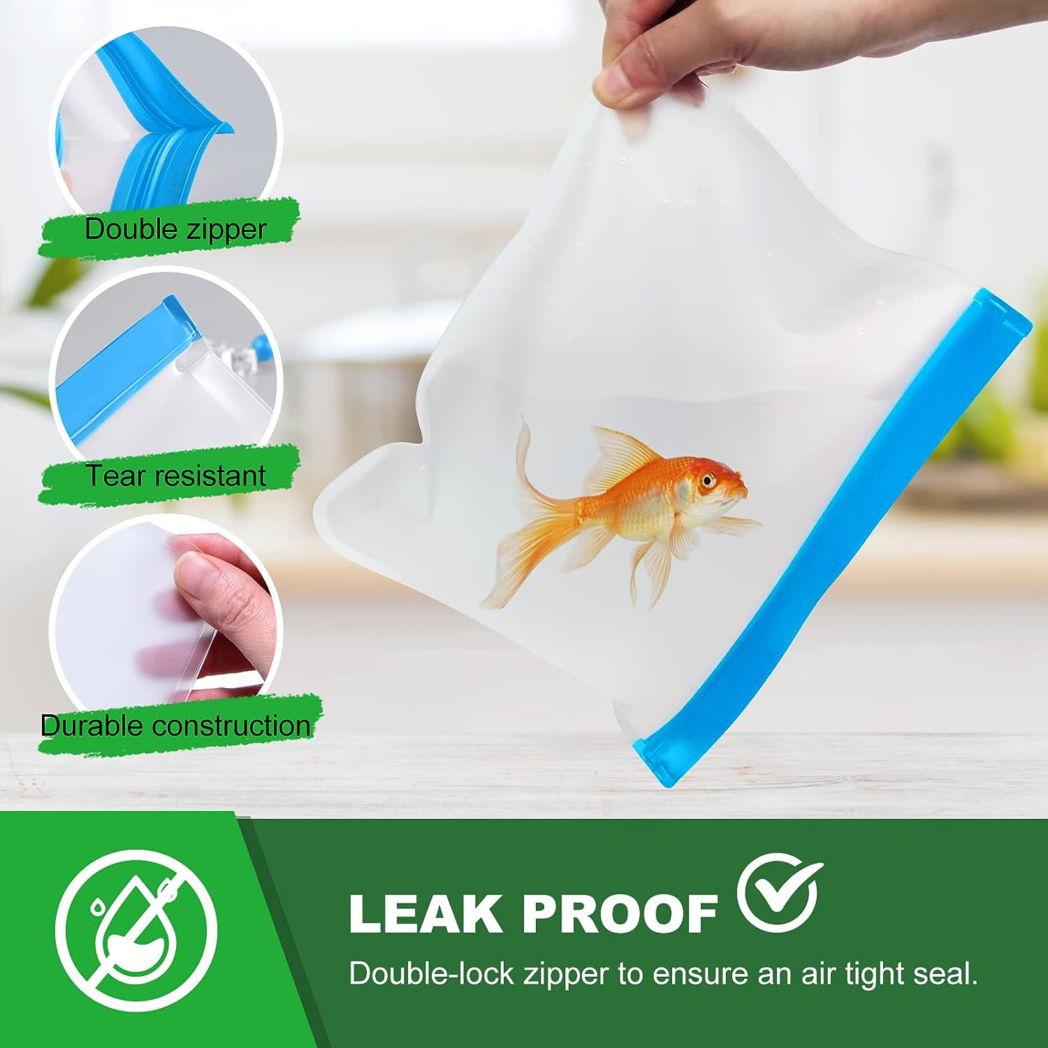 Reusable Ziplock Bags Leakproof Reusable Freezer Bags Bpa - Temu