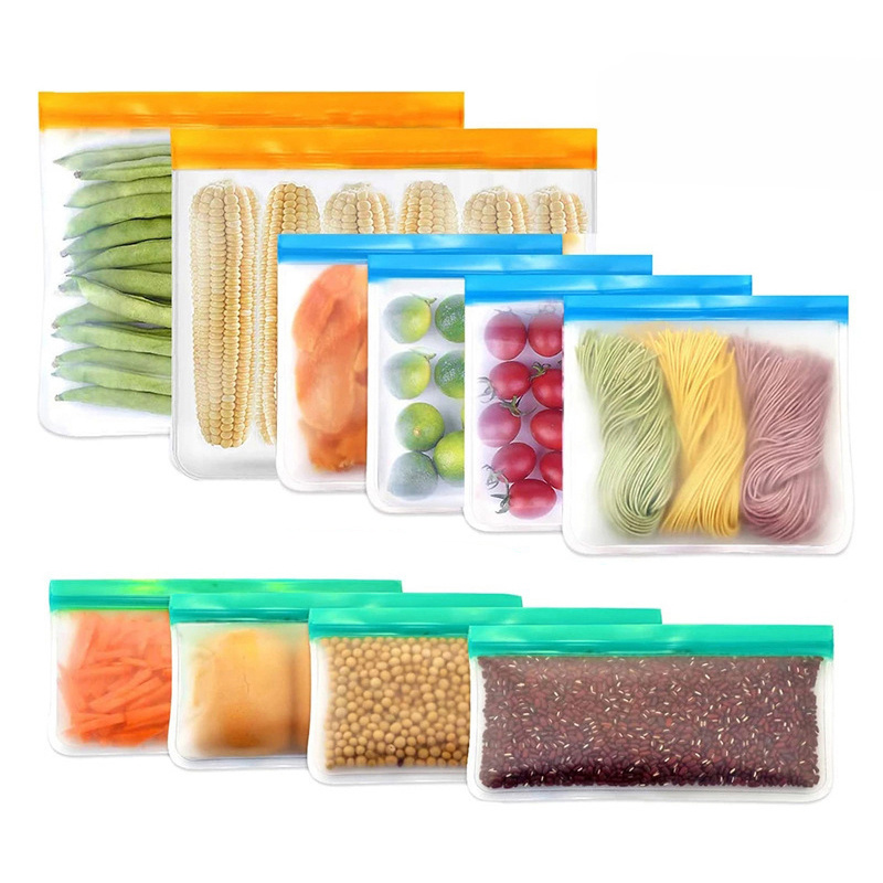 Reusable Food Storage Bags Silicone, Leakproof Reusable Freezer Bags,  Reusable Snack Bags for Kids Travel/Home Storagation-2 Gallon Bags/ 2  Sandwich