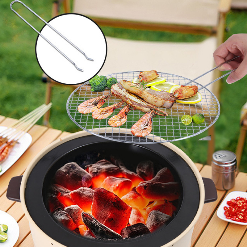 Portable Table Grill, Korean Style BBQ Grill Stainless Steel BBQ Grill  Stove Outdoor Camping Cooker Charcoal Grill BBQ Round Barbecue Grill